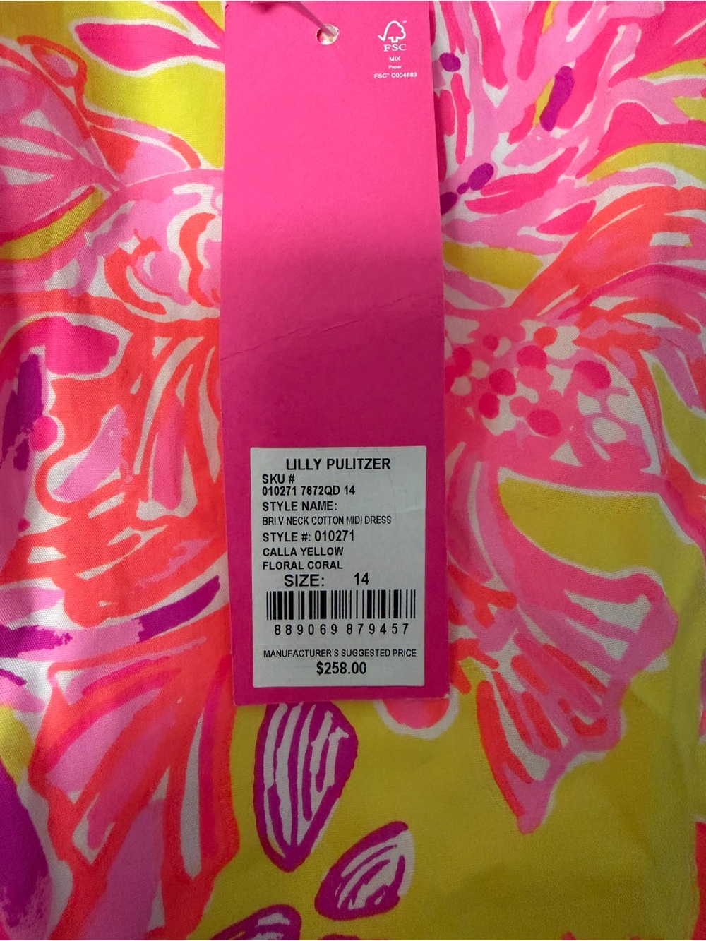 NWT Lilly Pulitzer Bri V-neck cotton midi dress size 14 - original retail $258 - Picture 2 of 11